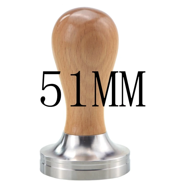 51MM Эко кофе бук с деревянной ручкой 304 нержавеющая сталь кофе трамбовщик 58 мм бариста кофе аксессуары запас - Цвет: 51MM