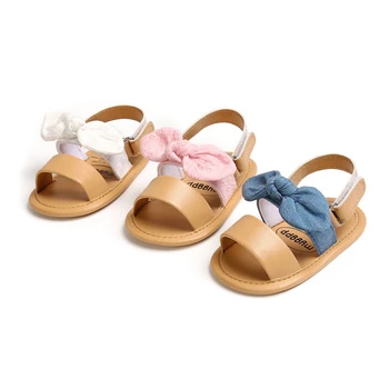 

2020 New Hot Baby Summer Shoes Sandals Baby Boys Girls Infant Soft Crib Shoes Cute Shoes Bowknot Solid Ruffled Sandals