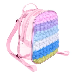 POP Its – sacs à dos anti Stress pour enfants, jouets anti Stress, sacs transparents Kawaii en Silicone souple, sac brillant anti Stress 