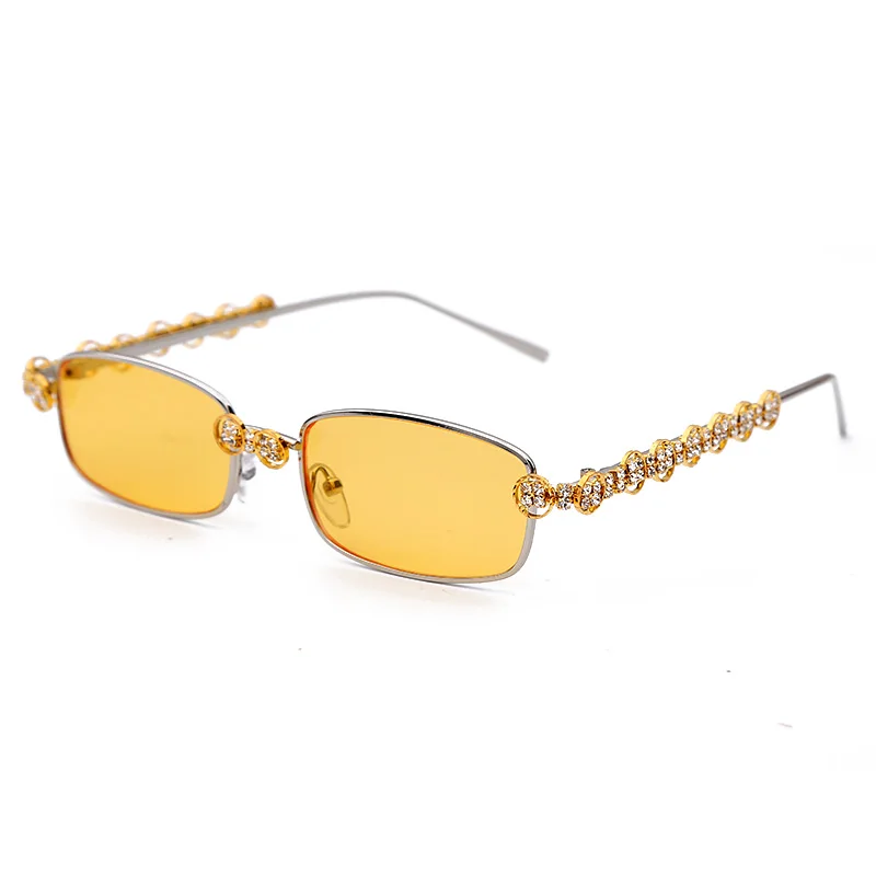 Прямоугольные стразы, солнцезащитные очки для женщин, модные, стимпанк, алмаз, солнцезащитные очки, кристалл, Ретро стиль, очки, UV400 Oculos - Цвет линз: 5