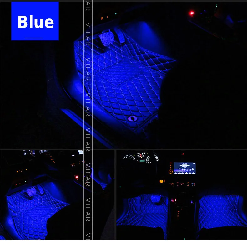 Vtear Автомобильный RGB светодиодный светильник, автомобильный интерьерный светильник, универсальный неоновый автомобильный Стайлинг, декоративная атмосфера фары, аксессуары для автомобиля，подсветка салона авто