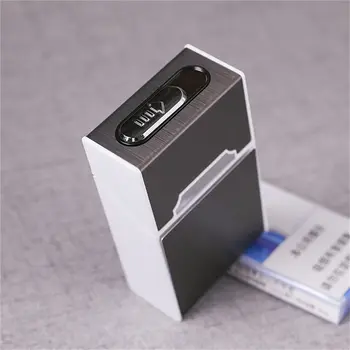 

Aluminum Alloy Cigarette Storage Case Box Container Lighter for Smoking Flameless USB Rechargeable Lighter Windproof Lighter
