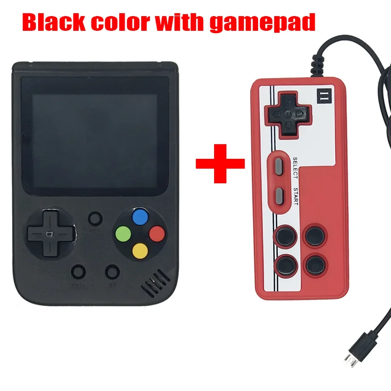 black with gamepad Ретро портативная мини портативная игровая консоль 8 бит 3,0 дюймов цветной ЖК-дисплей Детский Цветной игровой плеер встроенный 500 игр - Цвет: black with gamepad