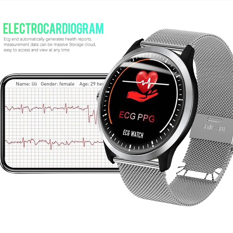 N58 ECG PPG Смарт-часы для мужчин и женщин электрокардиограф ЭКГ дисплей Холтер ЭКГ монитор сердечного ритма кровяное давление Smartwatch Reloj