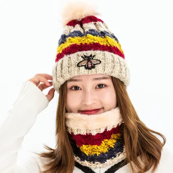 

Confinement Cap Winter Warm Pregnant Women Hat Winter Knitted Yarn chan fu mao Postpartum Supplies Scarf Two-Piece Set