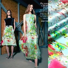 135 см Шелковая органза с принтом метр 14 мм хрустящая шелковая ткань для платья микро-перспективная ткань для платья оптом шелковая ткань