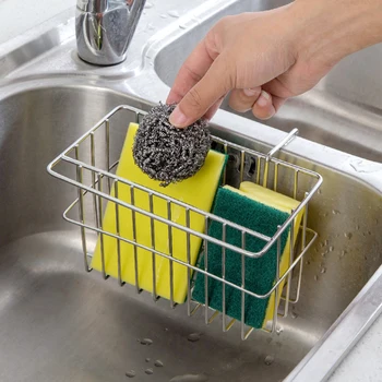 

Stainless Steel Sink Rack Kitchen Rack Hanging Drain Basket Storage Basket Dish Rack Sponge Holder Storage Tools Shelf Kitchen