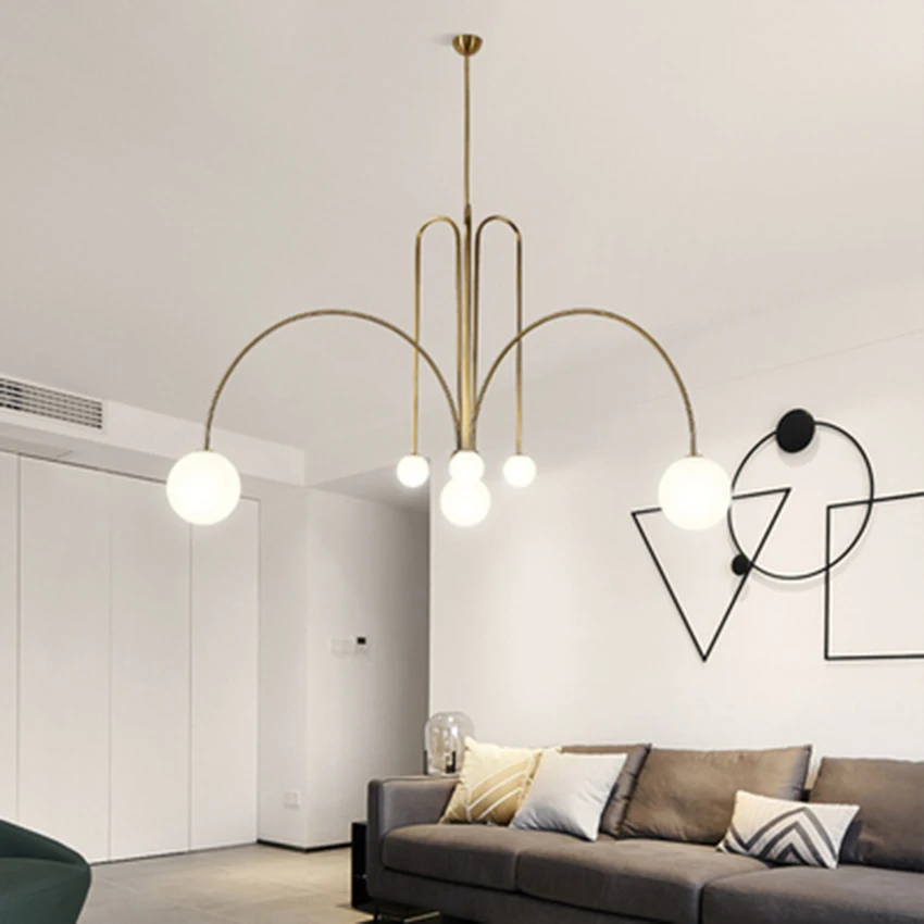 

Postmodern LED Glass Magic Beans Ball Chandelier Nordic Retro Indoor Living Room Lamp Restaurant Bedroom Decor Light Fixtures