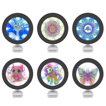 

5d Diamond Painting New Arrivals Makeup Mirror LED Luminous Mirror Cross Stitch Kit Special Shaped Rhinestones Handcrafted Gift