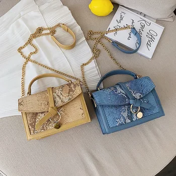 

Bag Women 2019 New Korean Fashion Western Style Wild Snake Pattern Chain Shoulder Diagonal Small Square Bag Bolso Mujer