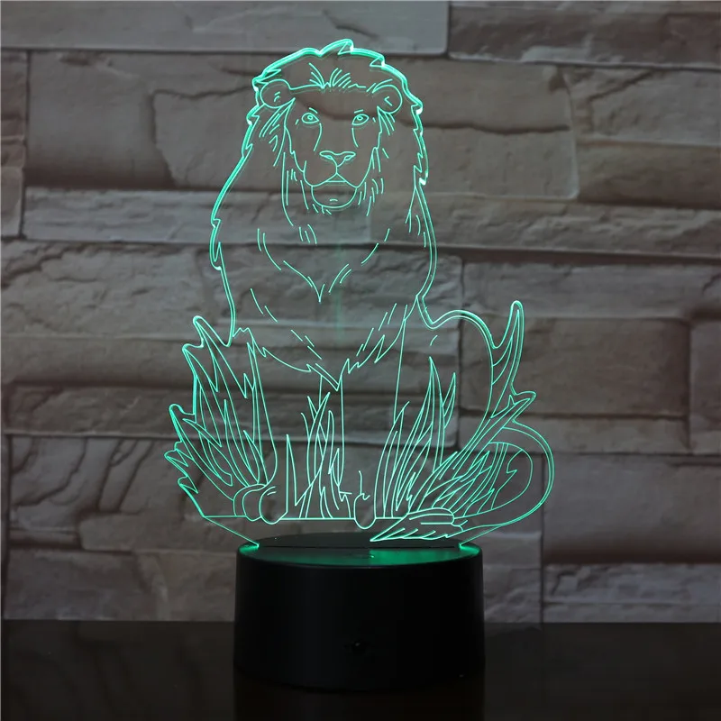 3D светодиодный ночсветильник в виде льва Симбы короля Usb 7 цветов черный цвет