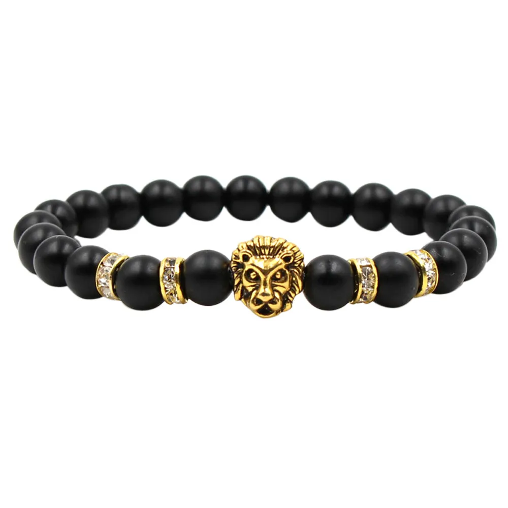 Модный простой черный матовый старинный аниме Леопардовый голова льва мужской и