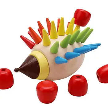 

None Kids Wooden Spike Hedgehog Blocks Hand Eye Coordination Puzzle Toy for Kids