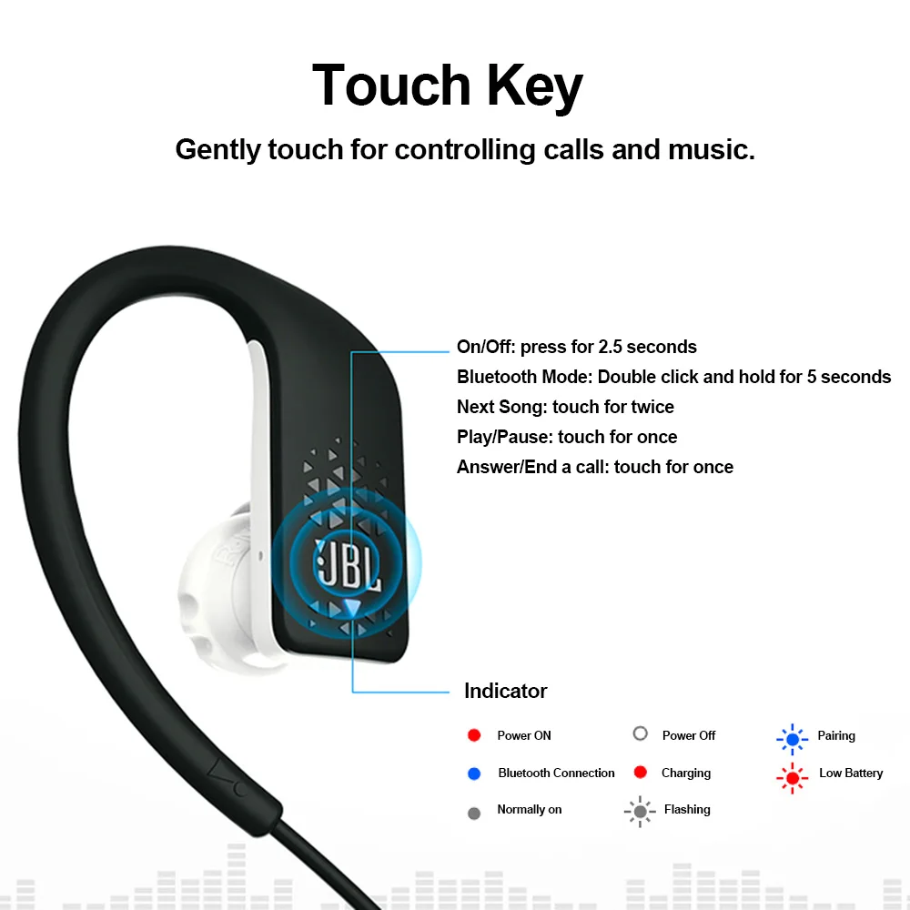 Original JBL GRIP 500 Hands free Wireless Headphones Bluetooth Sport JBL GRIP500 Earphone Music Waterproof Earbuds Call with Mic