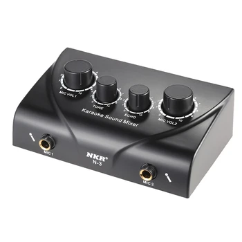 

Portable Dual Mic Inputs o Sound Mixer For Amplifier & Microphone Karaoke Ok Mixer Black Eu Plug
