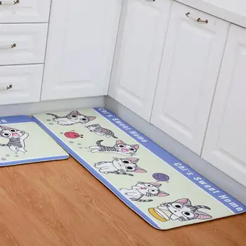 

Skid Resistant PVC Printed Carpet Bathroom Mat Living Room Floor Home Sofa Sturdy Nordic Style Leaf Pattern Kitchen Decoration