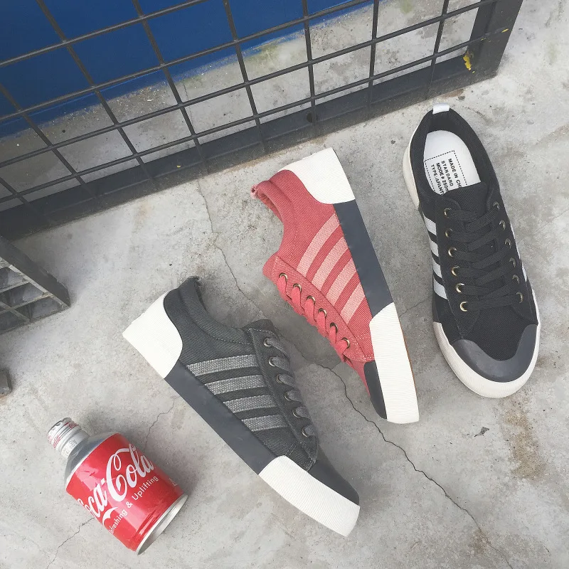 

Harajuku Wind INS Four Bars Ulzzang Skateboard Shoes Students Canvas Shoes Washing Retro Hip Hop Sports Casual Men's