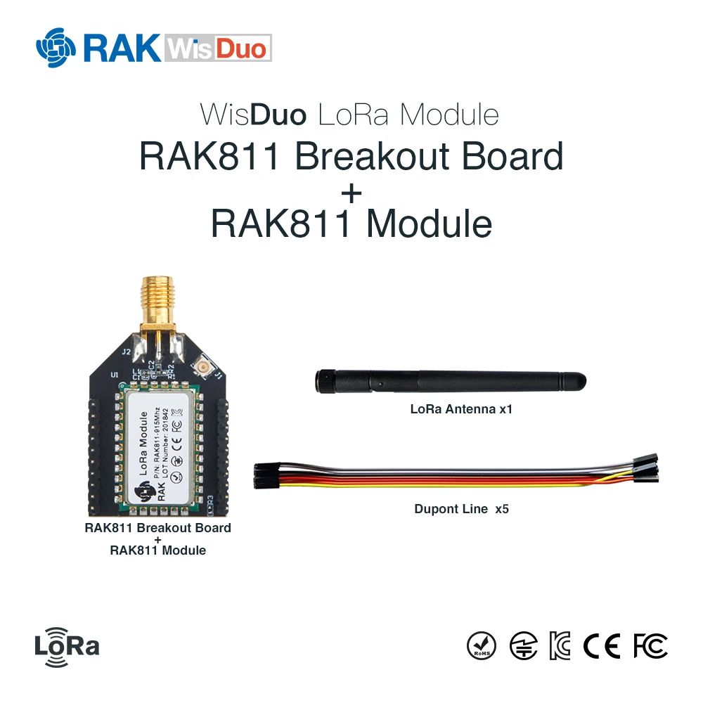 RAK811 LoRa модуль коммутационная плата, SMA+ iPEX интерфейс, поддержка глобальной нескольких диапазонов