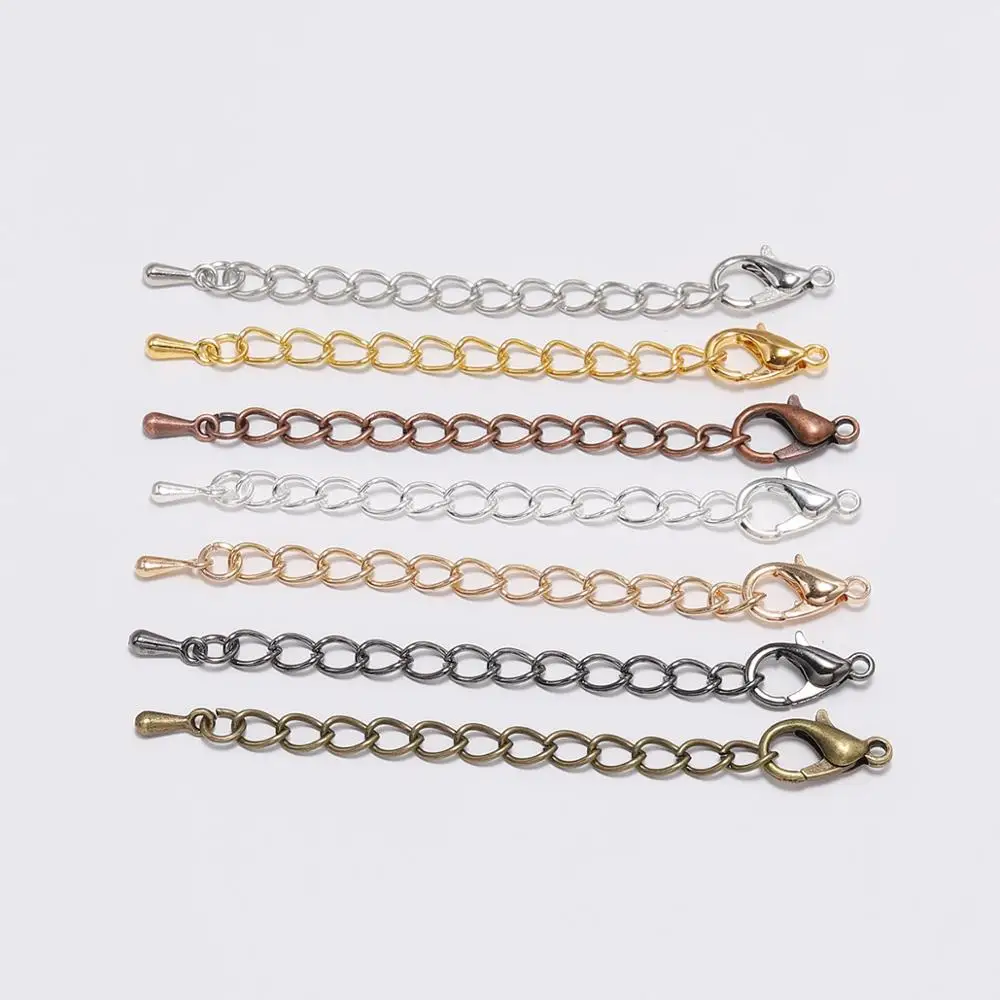 

20pcs/lot 50 70mm Tone Extended Extension Tail Chain Lobster Clasps Connector For DIY Jewelry Making Findings Bracelet Wholesale