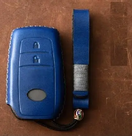 2Button blue Чехол из натуральной кожи с дистанционным управлением для Toyota Camry Highlander Prado Crown Land Cruiser Prius Vitz Reiz Fortuner Prius - Название цвета: 2Button blue