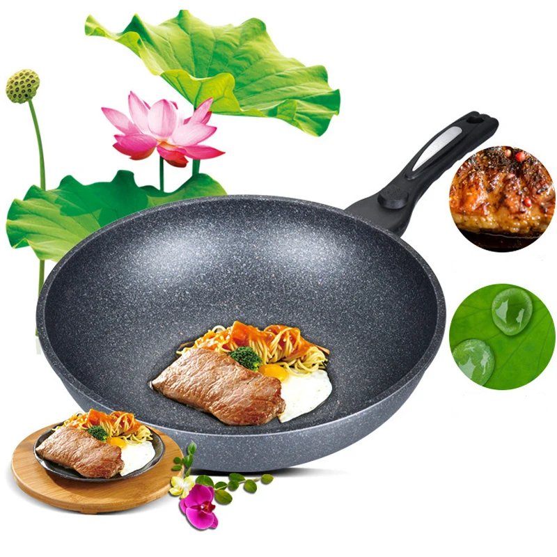 

Maifan Stone Nonstick Wok Non-smoky Pressure Cast Iron Pot Gift Pot Wholesale Explosion Korean Style Wok