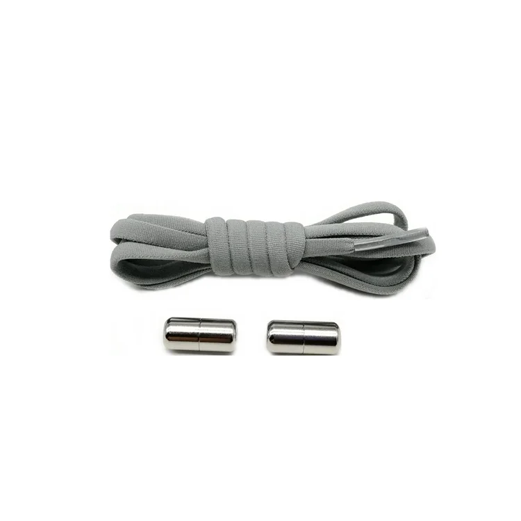gray with Lock 1 пара шнурки без завязок круглые эластичные шнурки для обуви для детей и взрослых кроссовки шнурки быстро ленивые шнурки сплошной цвет шнурки - Цвет: gray with Lock