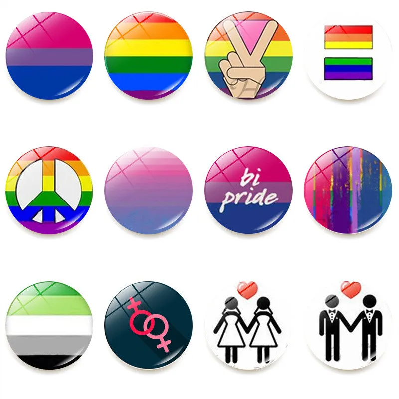 

LGBT Pride Rainbow Flag Badge Round Icons Gay Lesbian Bisexual Transgender Pansexual Asexual Symbol Pin Rozet Brooch JL72