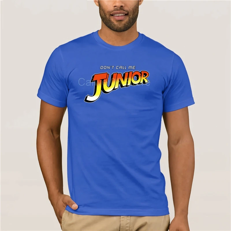 Мужская мода, стильная футболка, Dont Call Me Junior, Индиана Джонс, Мужская Дизайнерская мужская крутая футболка с коротким рукавом - Цвет: blue
