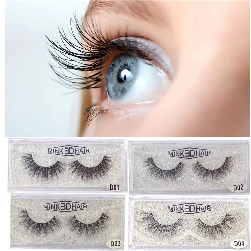 1 Pair Mink 3D Hair False Eyelashes Long Lasting Lashes Natural Eyelashes Cruelty Free 1 Pair Freeshipping j1017
