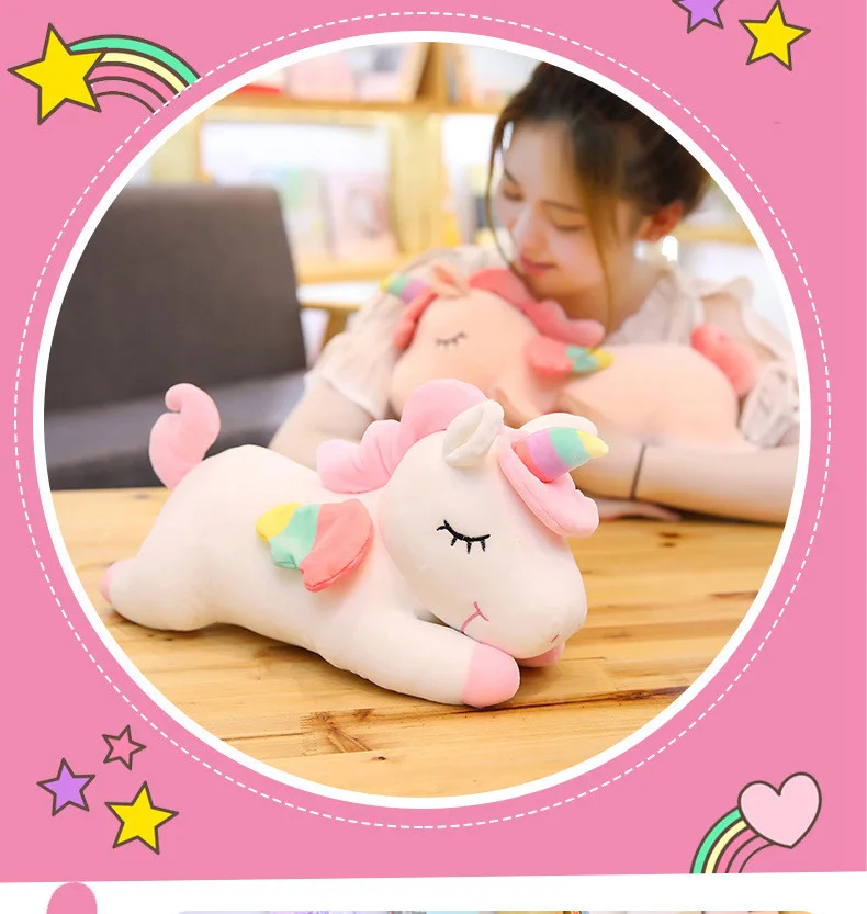 40 см Прекрасный Ангел единорог плюшевые игрушки белый розовый лошадь плюшевая подушка мягкая плюшевая кукла животное Рождественский подарок на день рождения