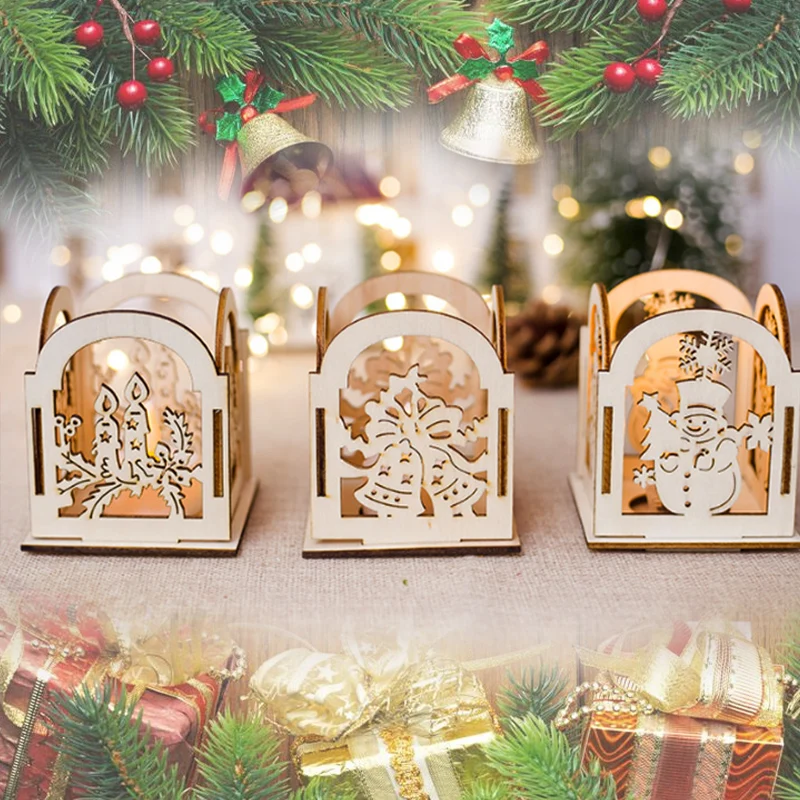 

Wooden Christmas Mini Table Candelabrum Candle Holder Home Decoration Xmas Candlestick Creative Santa Claus Kitchen Gift Party