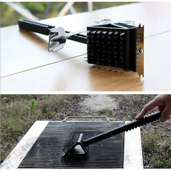 

1pc BBQ Copper utensil wire Cleaning Stainless Steel Brushes Long kitchen Barbecue cleaning brush Handle black