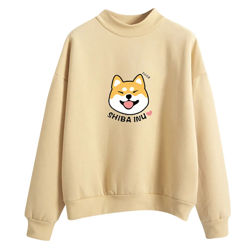 Осень Kawaii для девочек флисовые яркие цвета Hoodies хип-хоп и в стиле «Harajuku» собака кофты прикольные shiba Inu Doge 3D принт Для женщин с капюшоном