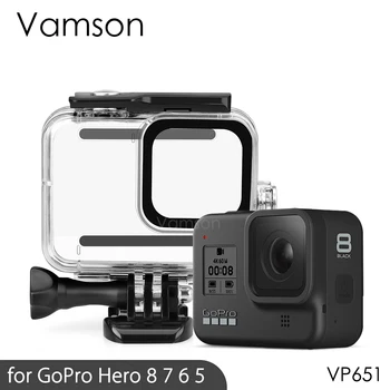 Vamson-funda impermeable para Gopro Hero 8, 7, 6, 5, negro, 45M, subacuática, montaje de carcasa de buceo para GoPro, accesorio VP630