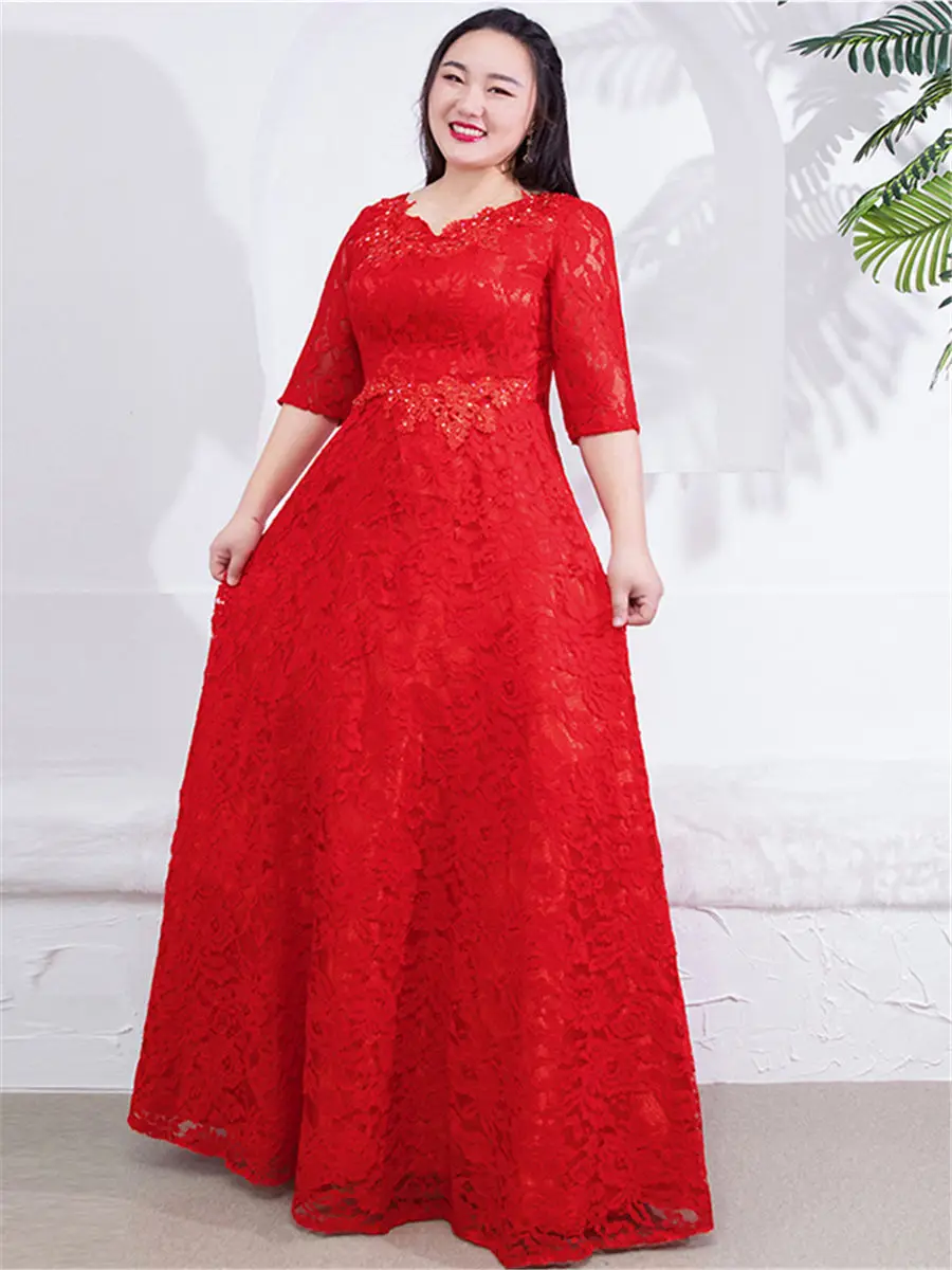 Полностью кружевное платье для выпускного вечера размера плюс Vestidos De Gala T369 платья с рукавом три четверти женские вечерние Новые Элегантные платья для выпускного вечера