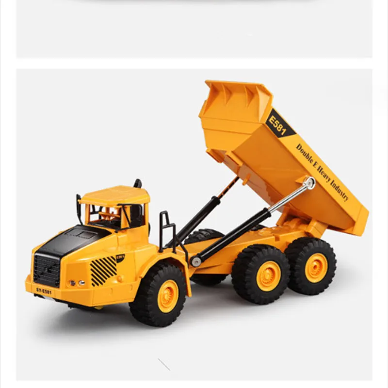 High Simulation RC Dump Truck 2.4G 6WD Remote Control Engineering Vehicle With Six Wheels Flash Light Can Up Down Auto Unloading 2