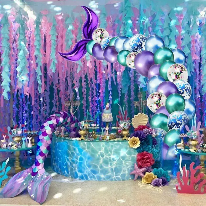 42 шт. набор воздушных шаров русалки, воздушный шар с хвостом русалки, вечерние украшения для девочек, товары для дня рождения, Свадебный декор