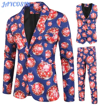 

JAYCOSIN Suits Men 2019 Fashion Christmas Suit Winter Three Piece Suits Men Casual Men Suits For Wedding Blazer Homme 1123