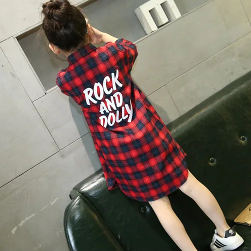 

Girls Spring And Autumn Long Shirt 7 Middle And Large CHILDREN'S Garment 8 Korean-style 9 Plaid 10 Shirt 13-Year-Old GIRL'S Long
