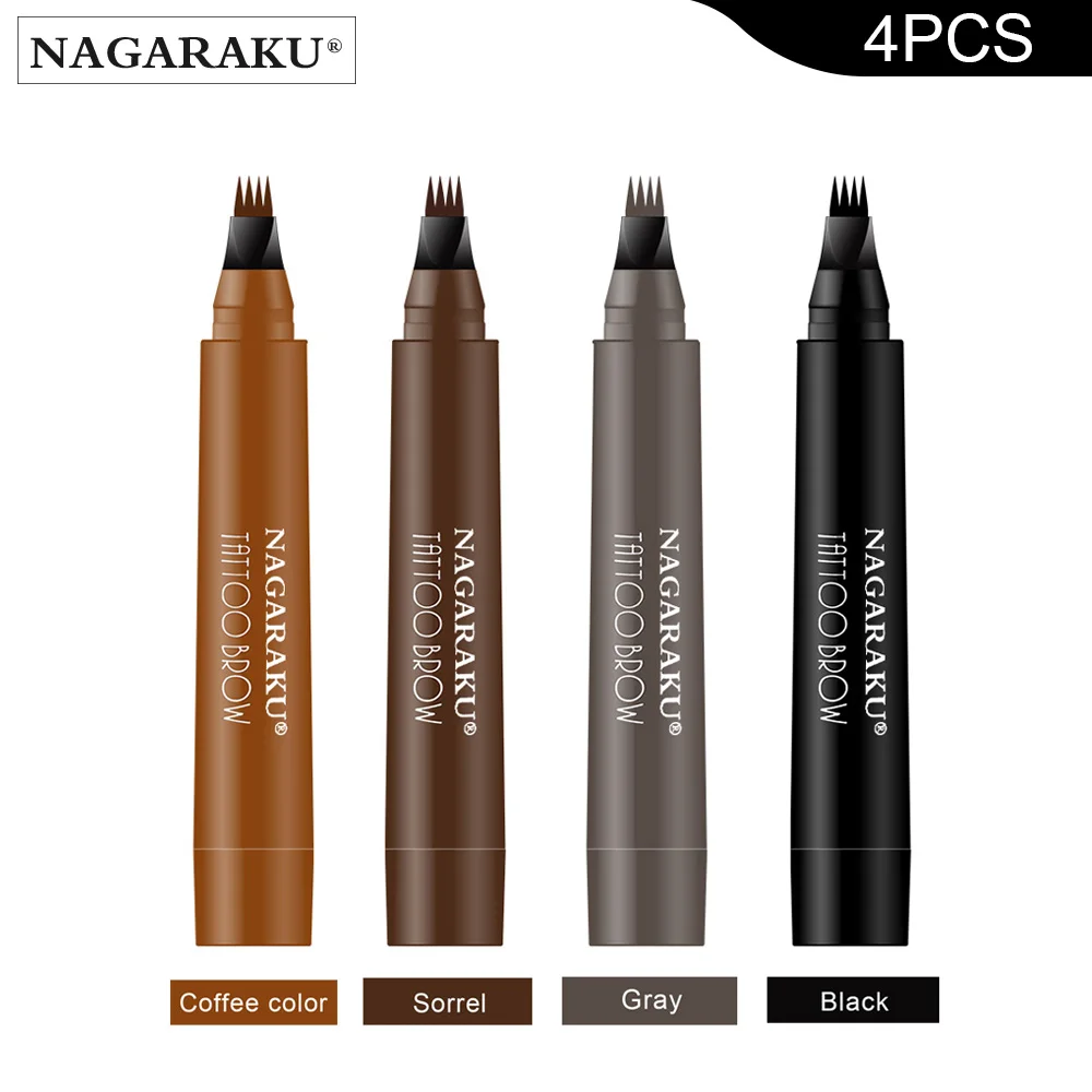 

NAGARAKU 4PCS New Arrival Eyebrow Pencil Waterproof 3D Stereoscopic Liquid Four Color Head Sketch Line Eyebrow Refill Pencil Makeup