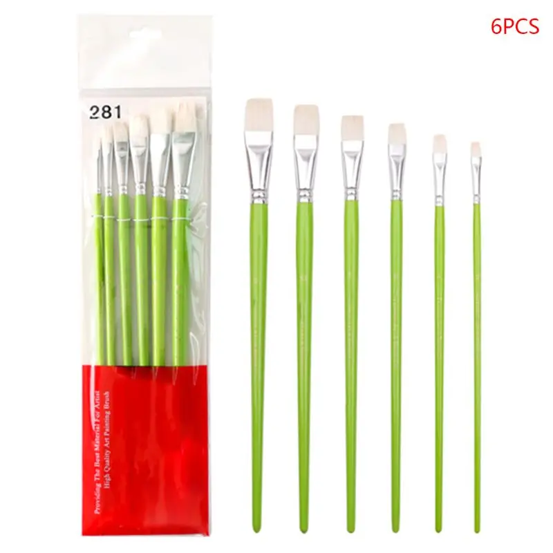 

Art Tools Gouache Brush Goat's Hair Gouache Watercolor Brush Wool Oil Painting Set Pen 6 Pcs