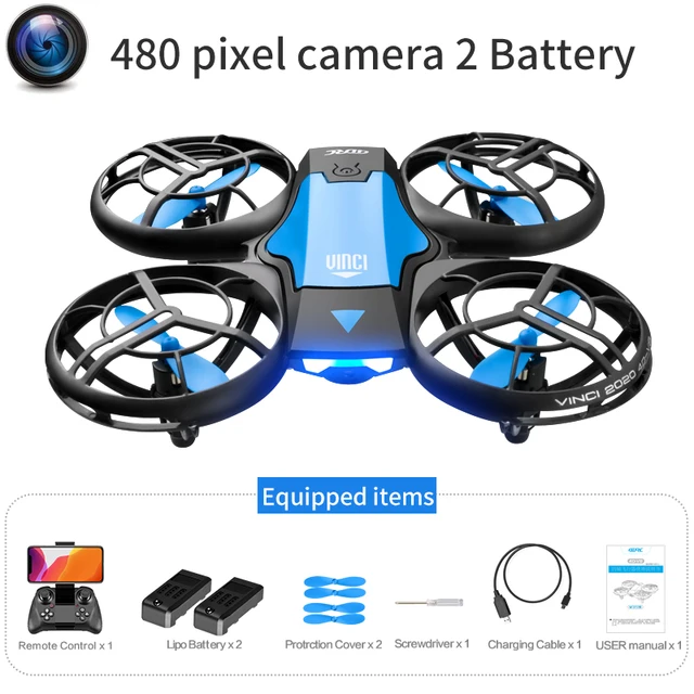 2021 NEW Quadcopter V8 drone 4k profesional 1080P 480P HD Camera WiFi Fpv Air Pressure Altitude Hold Black RC Drone Toy 480P Blue 2B
