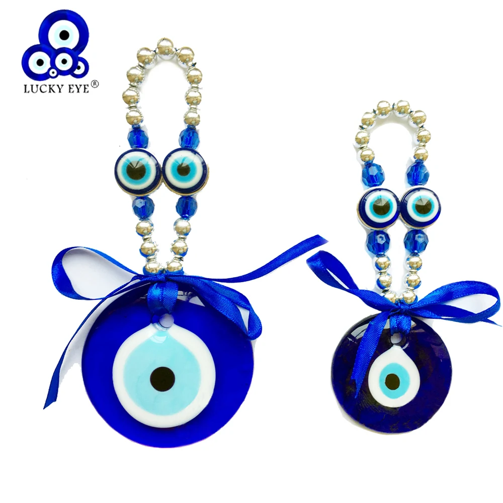Lucky Eye Glass Blue Turkish Evil Eye Ciondolo Da Parete Portachiavi Color Argento Portachiavi Per Auto Per Donna Uomo Gioielli Le621