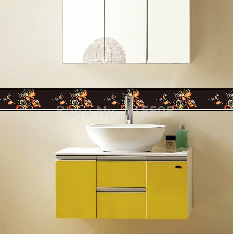 3D плинтус линия талии цветок стикер стены Фреска ПВХ водонепроницаемый самоклеющиеся Дети Спальня Ванная Кухня обои границы