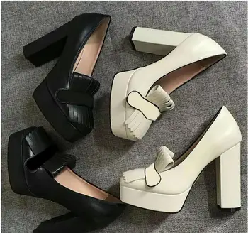 

2020 women's thick high-heeled shoes elegant women's shoes light women's metal button high-heeled shoes
