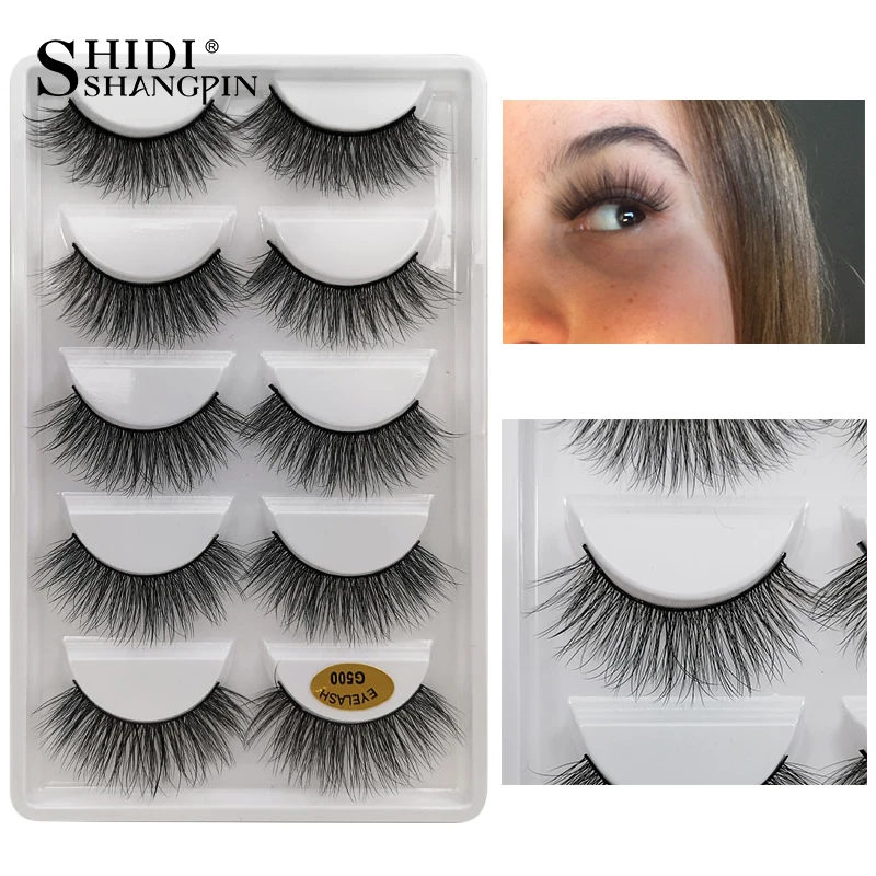 Faux-Cils Longs Naturels en Vison, Bande Complète, Optique 3D, Maquillage, 5 Paires