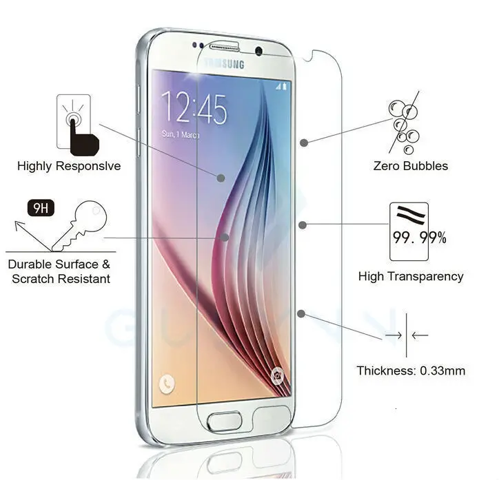 Новинка! 2.5D взрывозащищенная защитная пленка из закаленного стекла для samsung Galaxy S6 SM-G920F/SM-G920I/SM-G9200 защита экрана 9H