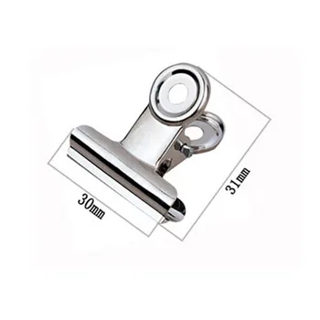 

(60pcs/lot) 30mm round Grip silver Bulldog Stainless steel ticket Student Supply Metal Clip