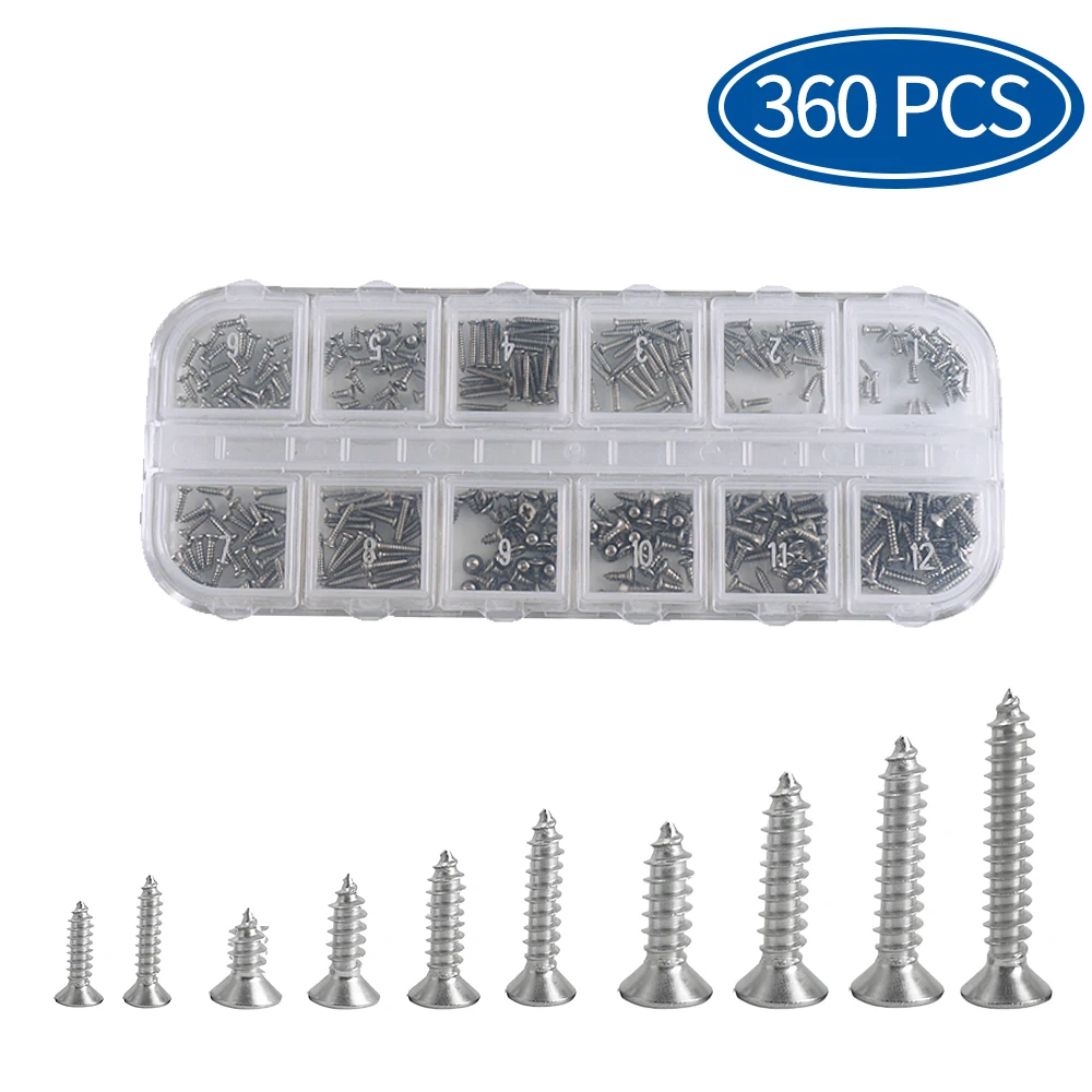 

M1.2 M1.4 M1.7 Mix Micro Digital Screws Flat Countersunk Head Self-Tapping Electronic Small Stainless Steel Glasses Screws Kit