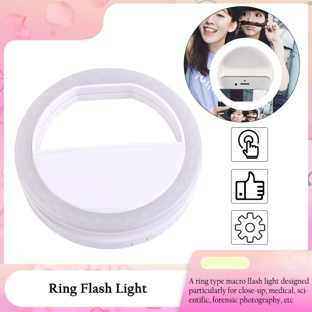 

LED Selfie Ring Camera Light Portable Universal Phone Lens For iPhone X Nokia Round Lamp Flash Camera Photography Enhancing